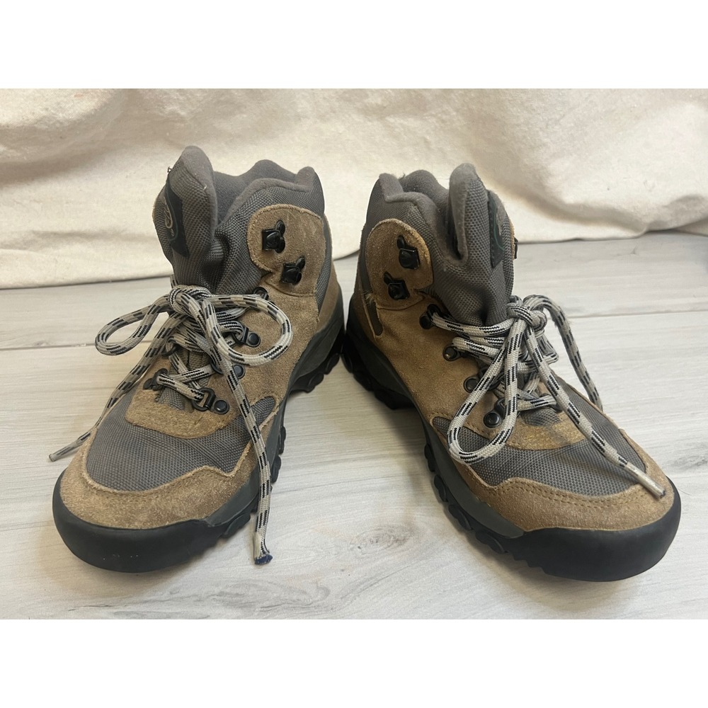 Vasque Hiking Boots Mid Top Suede Mesh Tan Grey Trail Shoe Sz 7.5